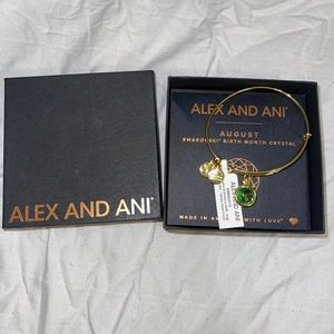ALEX AND ANI Peridot Birthstone Charm August Bangle in Green
